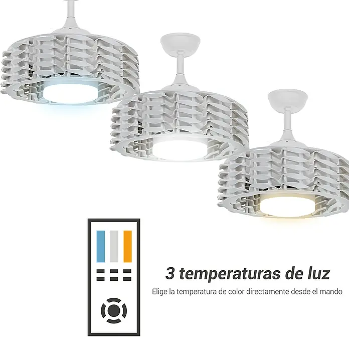 Sulion Ventilador de techo Assen - Blanco, 55 cm, 24 W, Blanco neutro - Ventilador de techo con iluminación LED que muestra diferentes temperaturas de color controladas por control remoto. Solución moderna.