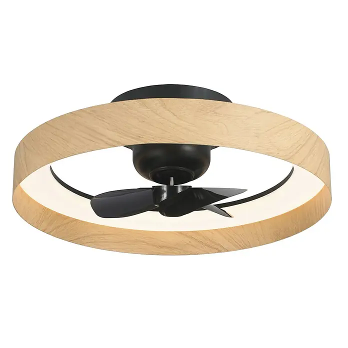 Sulion Ventilador de techo Milton - Madera, 58 cm, 32 W, Blanco neutro - Lámpara de techo moderna con ventilador e iluminación LED con aspecto de madera. Un elemento de iluminación elegante para cualquier habitación.