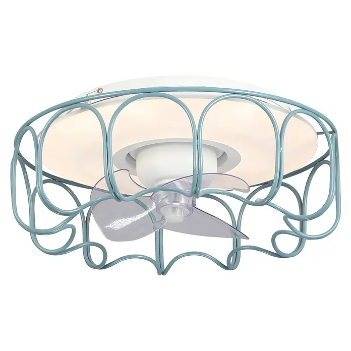 Sulion Ventilador de techo Klim - Verde, 59 cm, 32 W, Blanco neutro - Ventilador de techo con un acabado azul claro y aspas transparentes, asegurando una brisa agradable. Ideal para habitaciones más pequeñas.