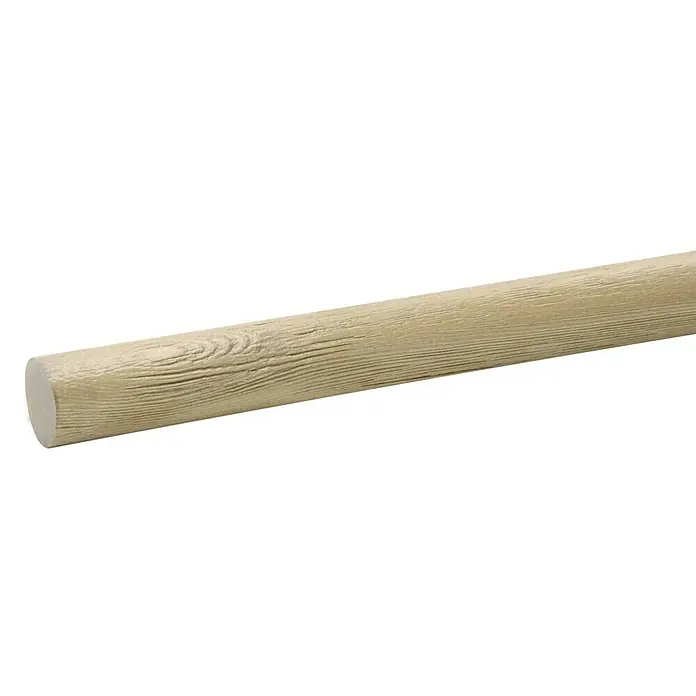 Expo Ambiente Gardinenstange Domo - Farbe: Eiche, Länge: 160 cm, Durchmesser: 28 mm - Nahaufnahme eines Holzdekor-Rundstabs, der ein rustikales und natürliches Aussehen für verschiedene Bau- oder Dekorationsprojekte bietet.