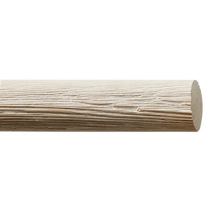 Expo Ambiente Gardinenstange Domo - Farbe: Eiche, Länge: 160 cm, Durchmesser: 28 mm - Profilierter Rundstab aus hellem Holz. Der Rundstab hat eine halbrunde Form und eine feine Holzstruktur, ideal für Bastelarbeiten.