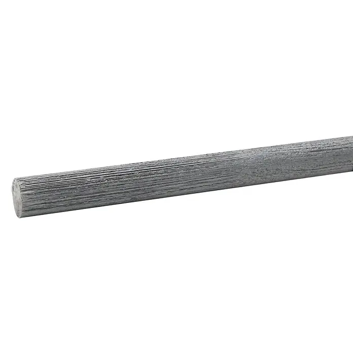 Expo Ambiente Gardinenstange Domo - Farbe: Grau, Länge: 160 cm, Durchmesser: 28 mm - Nahaufnahme eines geriffelten, grauen Holzstabes, ideal für Bastelprojekte und Modellbau. Die Textur verleiht jedem Projekt eine natürliche Note.