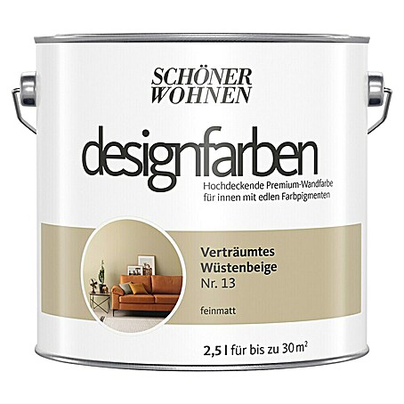 SCHÖNER WOHNEN-Farbe Wandfarbe Designfarbe (Verträumtes Wüstenbeige, Matt, 2,5 l, Konservierungsmittelfrei)