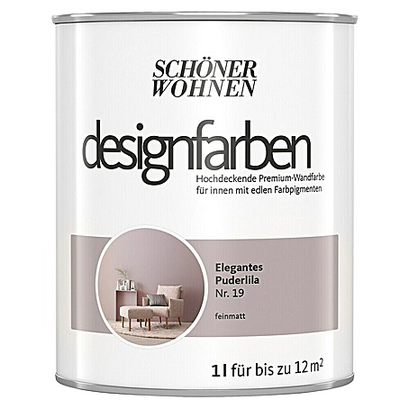 SCHÖNER WOHNEN-Farbe Wandfarbe Designfarbe (Elegantes Puderlila, Matt, 1 l, Konservierungsmittelfrei)