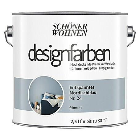 SCHÖNER WOHNEN-Farbe Wandfarbe Designfarbe (Entspanntes Nordischblau, Matt, 2,5 l, Konservierungsmittelfrei)