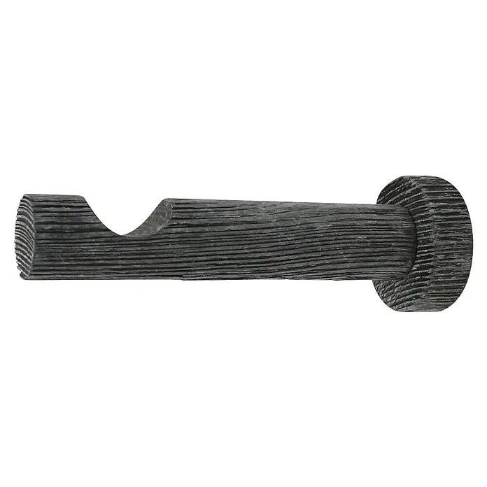 Expo Ambiente Träger Domo - Grau, Geeignet für: Gardinenstangen Ø 28 mm, Länge: 12 cm - Dunkelgrauer Vorhangstangenhalter aus Holz mit rustikaler Textur für eine stilvolle Fensterdekoration. Stabile Halterung für Gardinenstangen.