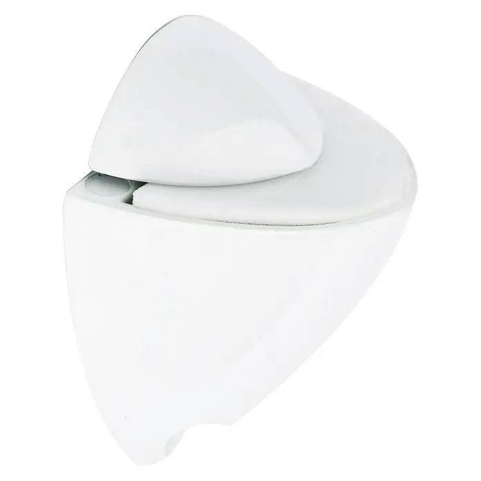Rei Soporte de pared para estantes 2047 - Carga soportada: 20 kg, Apto para: Estantes, Blanco, 2 ud. - Primer plano de una taza de váter blanca con tapa, destacando un diseño de baño moderno y limpio.