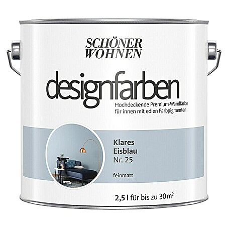SCHÖNER WOHNEN-Farbe Wandfarbe Designfarbe (Klares Eisblau, Matt, 2,5 l, Konservierungsmittelfrei)