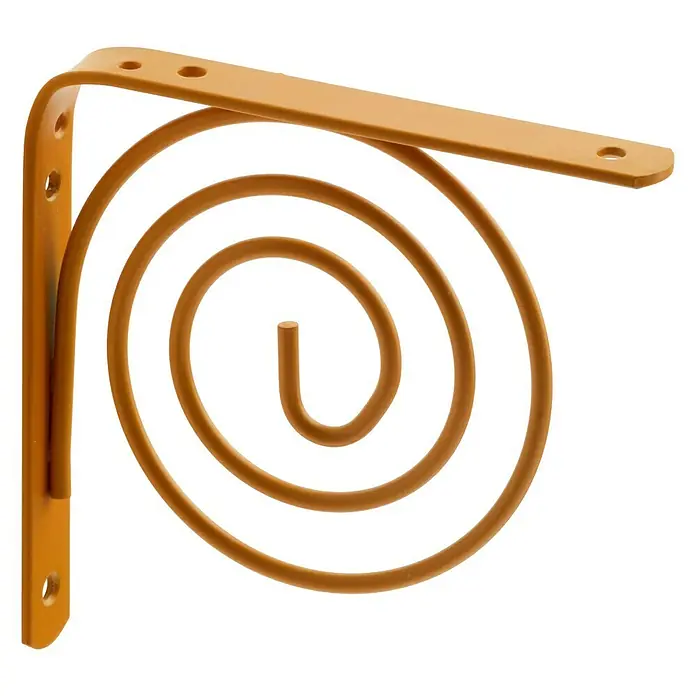 Rei Escuadra de soporte 1463 - Naranja, L x An x Al: 15 x 15 x 2 cm, Carga soportada: 20 kg, Acero - Soporte de estante con diseño en espiral, hecho de metal color oro, con orificios de montaje para una fácil instalación.