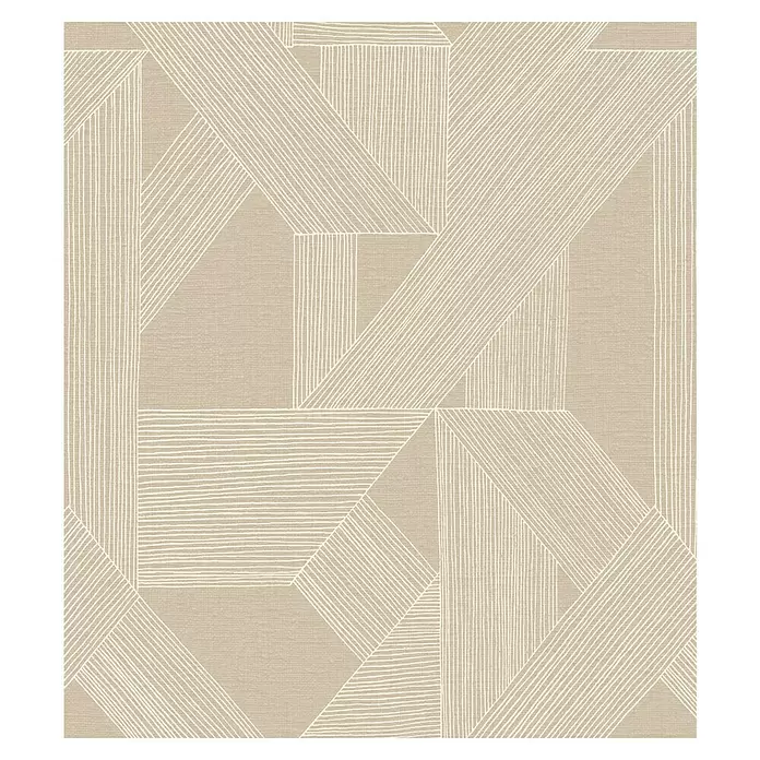 SCHÖNER WOHNEN-Kollektion Cosyliving Fototapete Linien - B x H: 265 x 300 cm, Vlies, Creme-Weiß - Beiger Stoff mit abstraktem geometrischem Muster aus gebrochen weißen Parallellinien in verschiedenen Ausrichtungen.