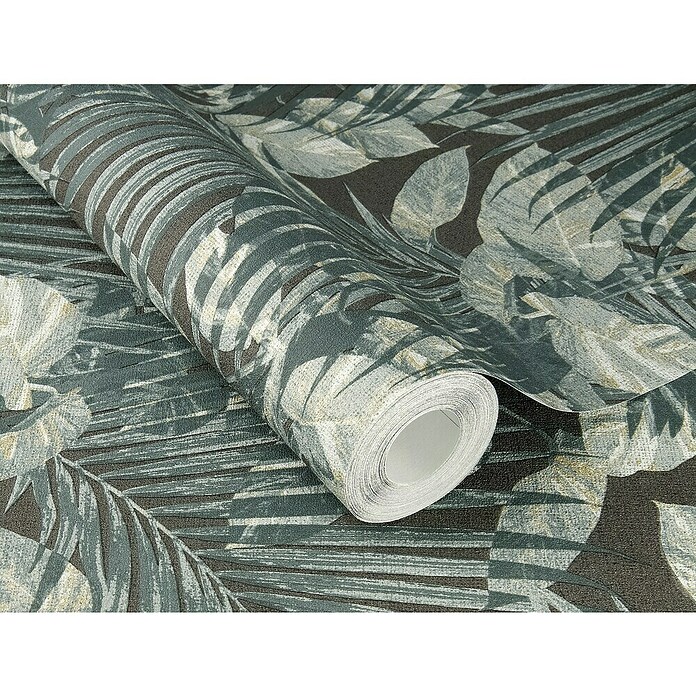 SCHÖNER WOHNEN-Kollektion Cosyliving Vliestapete TROPICAL Schattenblatt (Petrol, Floral, 10,05 x 0,53 m) | BAUHAUS