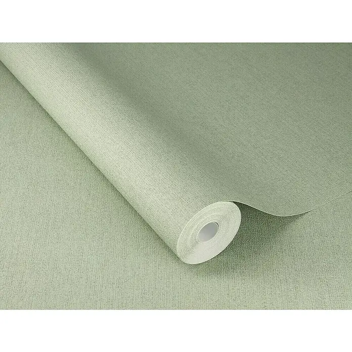 SCHÖNER WOHNEN-Kollektion Cosyliving Vliestapete LINEN - Hellgrün, Uni, 10,05 x 0,53 m - Eine Rolle eleganter, hellgrüner Tapete mit feiner Textur, ideal für stilvolle Wanddekoration und zur Schaffung einer ruhigen Raumatmosphäre.