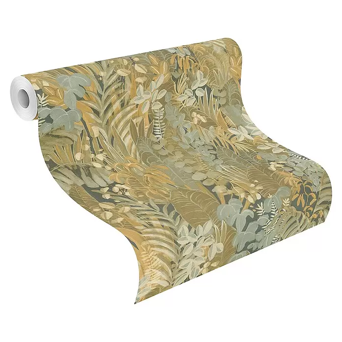 SCHÖNER WOHNEN-Kollektion Cosyliving Vliestapete BOTANICAL Dschungel - Hellgrün-Senf, Floral, 10,05 x 0,53 m - Tapetenrolle mit botanischem Muster in gedämpften Grün- und Erdtönen.