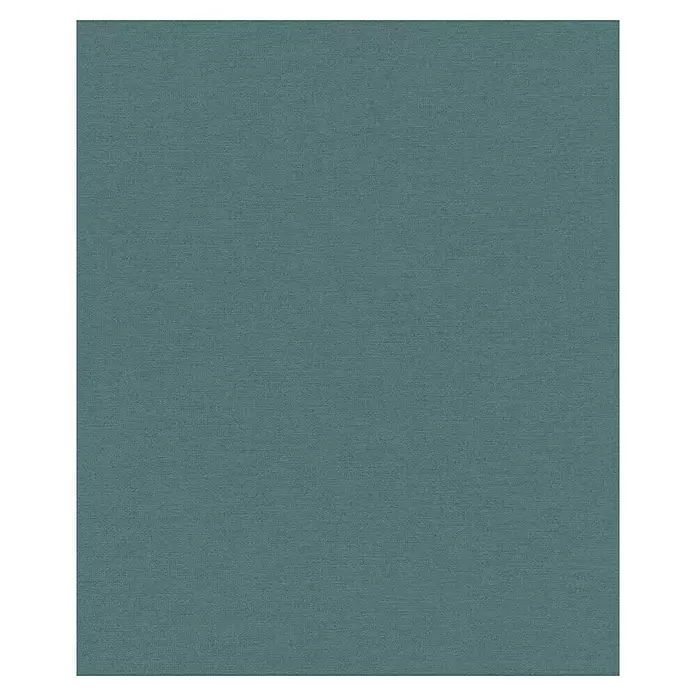 SCHÖNER WOHNEN-Kollektion Cosyliving Vliestapete LINEN - Petrol, Uni, 10,05 x 0,53 m - Dunkles Petrolblau-Grün strukturiertes Materialmuster.