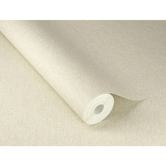 SCHÖNER WOHNEN-Kollektion Cosyliving Vliestapete LINEN - Beige, Uni, 10,05 x 0,53 m - Ein cremefarbenes Tapetenmuster auf einer Rolle. Die Tapete hat eine feine, textile Struktur und ist elegant und zeitlos.