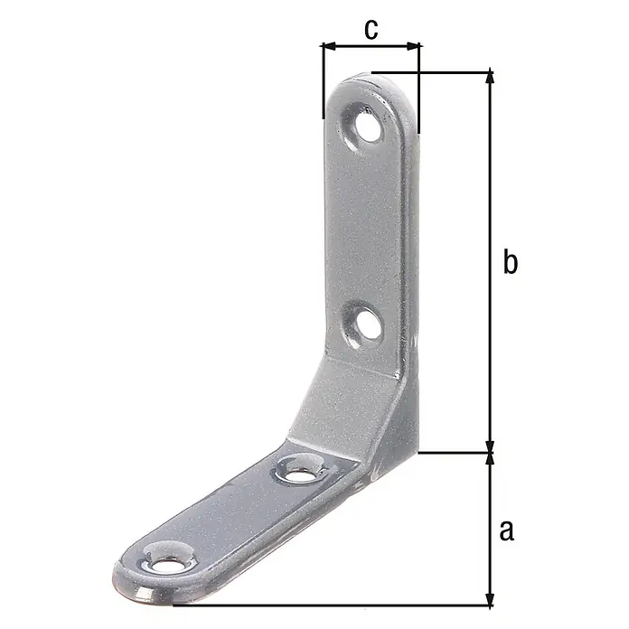 Stabilit Escuadra de silla reforzada - L x An x Al: 75 x 75 x 20 mm - Escuadra con dimensiones a, b y c para fijar estantes o muebles.