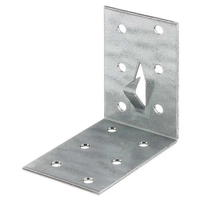Stabilit Conector en ángulo con diente - L x An x Al: 40 x 60 x 60 mm, Zincado - Soporte metálico galvanizado en ángulo recto con agujeros y muesca para montaje seguro.