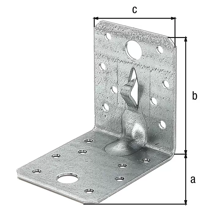 Stabilit Escuadra para cargas pesadas - L x An x Al: 70 x 70 x 55 mm, Acero - Escuadra galvanizada con soporte para poste y múltiples orificios de fijación.