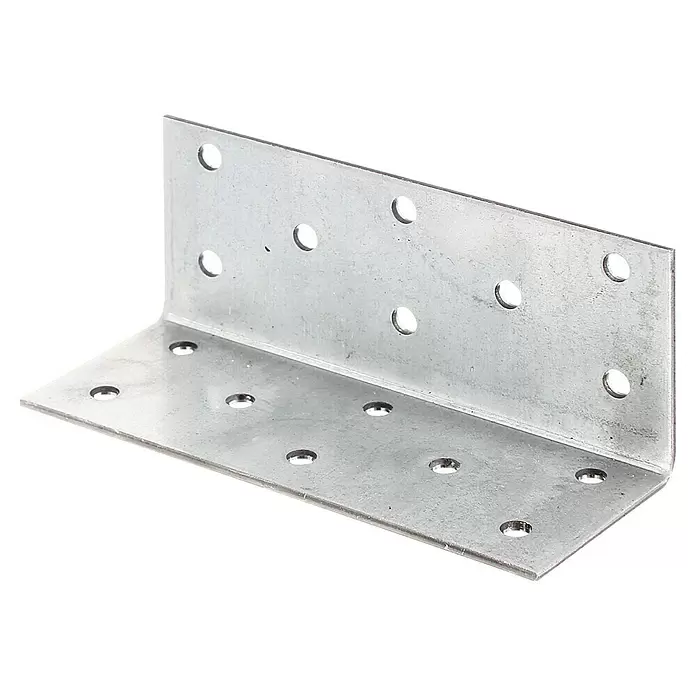 Stabilit Escuadra ancha - L x An: 100 x 40 mm, Plateado, Acero - Escuadra metálica plateada en forma de L con múltiples orificios para tornillos.