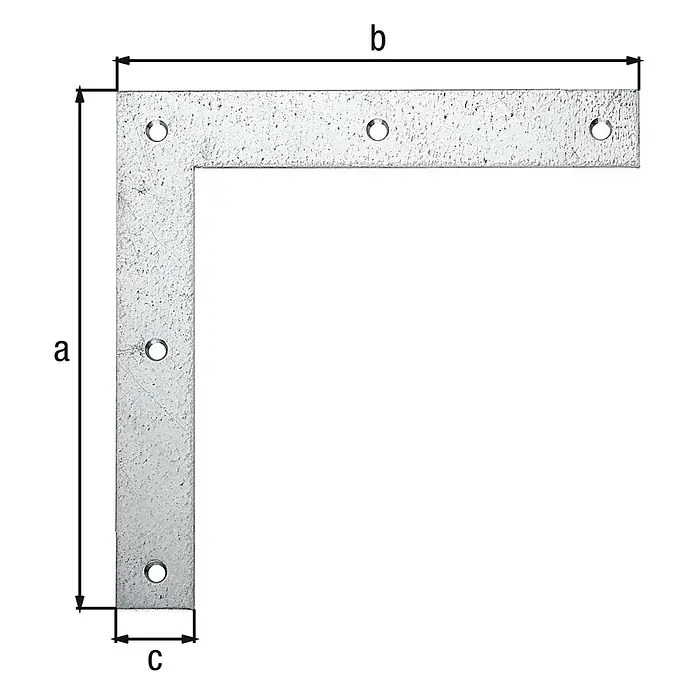 Stabilit Escuadra esquinera - L x An x Al: 200 x 200 x 30 mm, Zincado, Plateado - Escuadra de ángulo con dimensiones a, b y c, ideal para conexiones fuertes en carpintería.