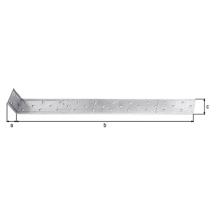 Stabilit Anclaje de acero plano para hormigón - 400 x 40 x 40 mm, 1 ud. - Escuadra angular de acero galvanizado con fleje plano perforado para conexiones estructurales.