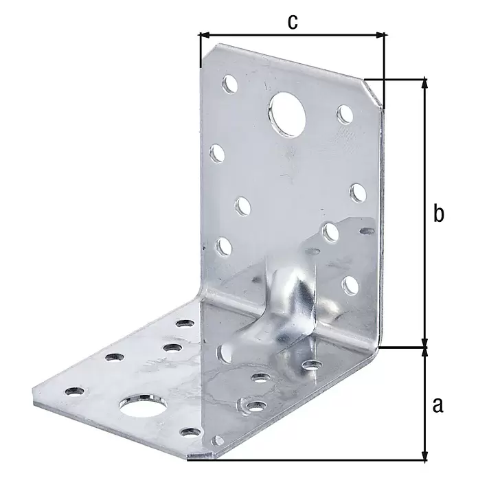 Stabilit Escuadra para cargas pesadas - L x An x Al: 70 x 70 x 55 mm, Acero inoxidable - Escuadra de metal galvanizado en forma de L con múltiples orificios para tornillos, para uniones seguras a 90 grados.