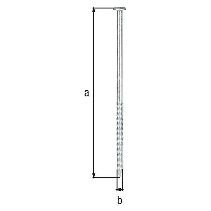 Alberts Escuadra de estantería - 100 x 160 x 40 mm, Acero - Ilustración de un tornillo con dimensiones, que muestra la longitud (a) y la longitud de la punta (b) de la rosca.
