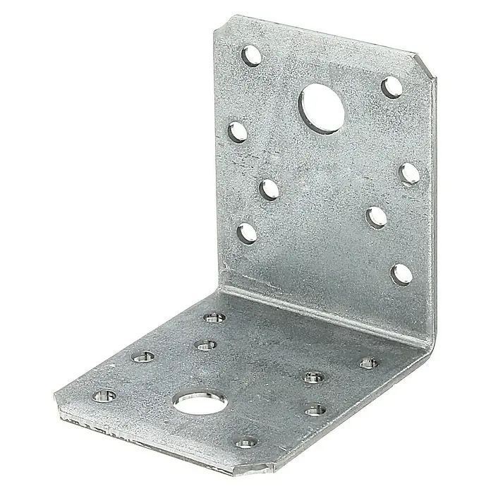 Alberts Conector en ángulo - L x An x Al: 70 x 70 x 55 mm, Zincado - Escuadra de metal con múltiples agujeros. Ideal para construcciones de madera.