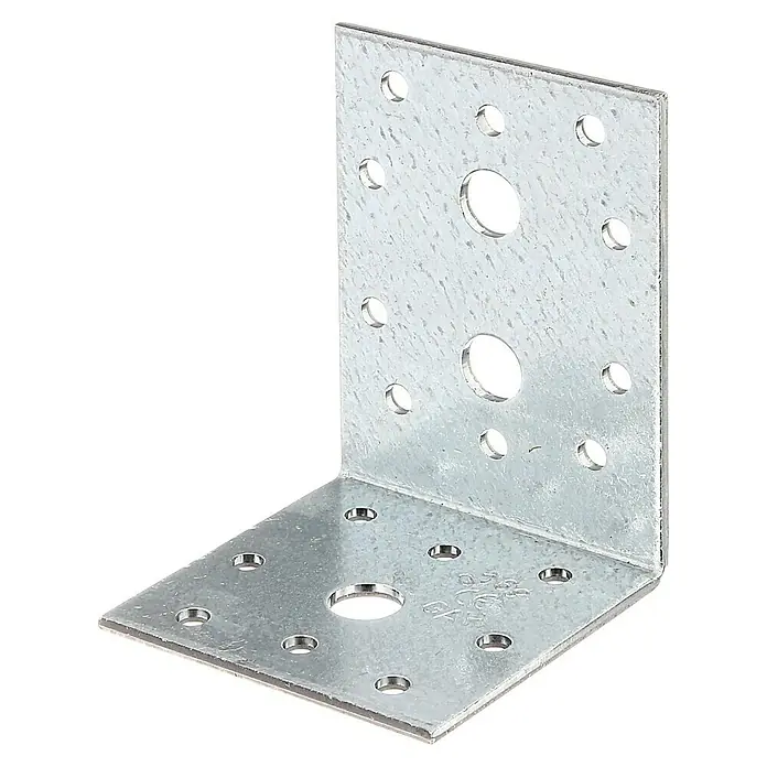Alberts Conector en ángulo - L x An x Al: 60 x 80 x 60 mm, Zincado - Escuadra de metal con muchos agujeros para conexiones fuertes, ideal para construcciones de madera.