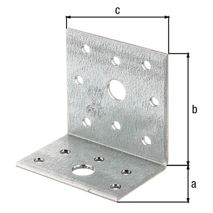 Alberts Conector en ángulo - L x An x Al: 60 x 60 x 40 mm, Zincado - Escuadra metálica con dimensiones, ideal para carpintería y construcción de muebles. ¡Conexión robusta garantizada!