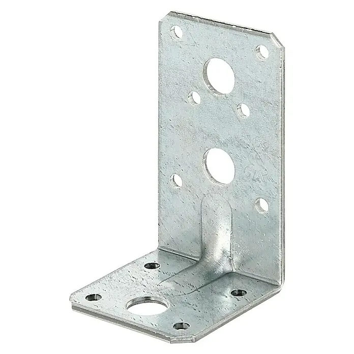Alberts Escuadra para cargas pesadas - L x An x Al: 90 x 50 x 50 mm, Acero, Zincado - Conector angular metálico para construcciones de madera con diversos agujeros para la fijación. Ideal para conexiones estables en la construcción.