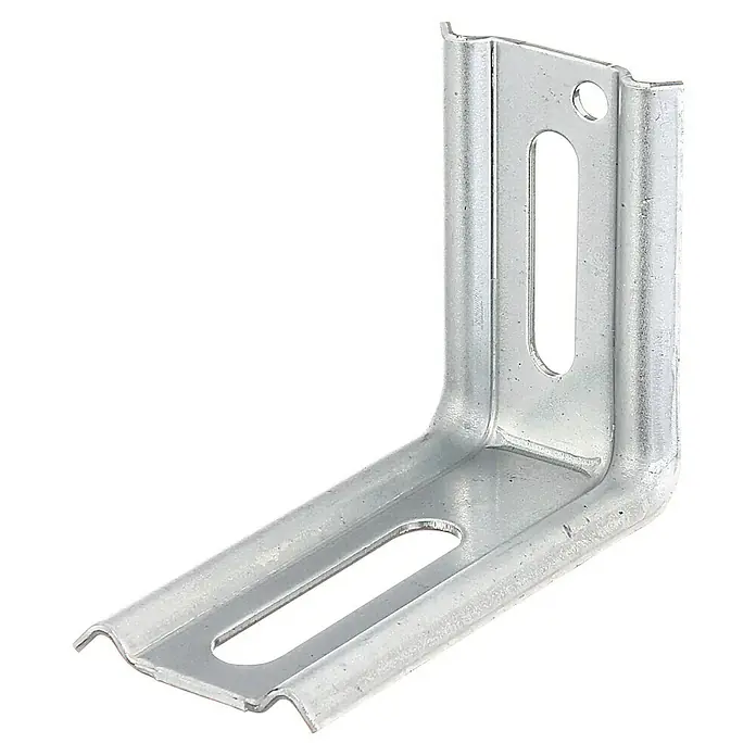 Alberts Escuadra regulable - L x An x Al: 70 x 30 x 50 mm - Un soporte de montaje galvanizado en ángulo recto con orificios ranurados y un orificio redondo para una fijación segura.