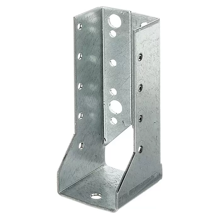 Alberts Soporte para vigas - An x Al: 40 x 110 mm, Acero, Zincado - Conector para vigas de acero galvanizado con orificios pre-perforados, gris plata.
