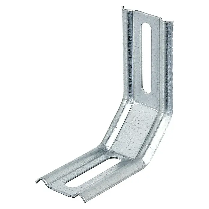 Alberts Escuadra regulable - L x An x Al: 70 x 30 x 72 mm, Zincado - Ángulo de metal para fijaciones, con orificios alargados para una instalación flexible, ideal para construcción.