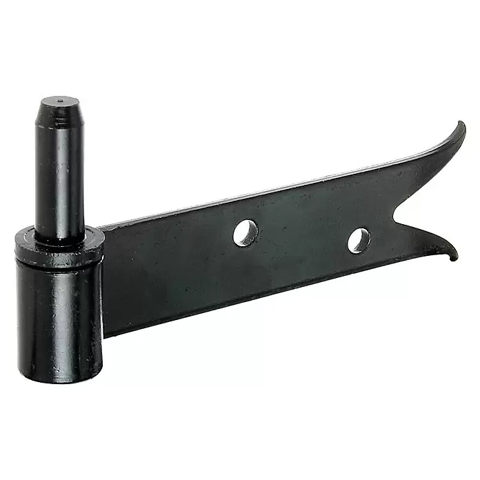 Alberts Gozne de puerta - Largo: 160 mm, Diámetro de agujero: 14 mm - Componente de bisagra de puerta metálica negra con pasador y brazo plano con dos orificios de montaje.