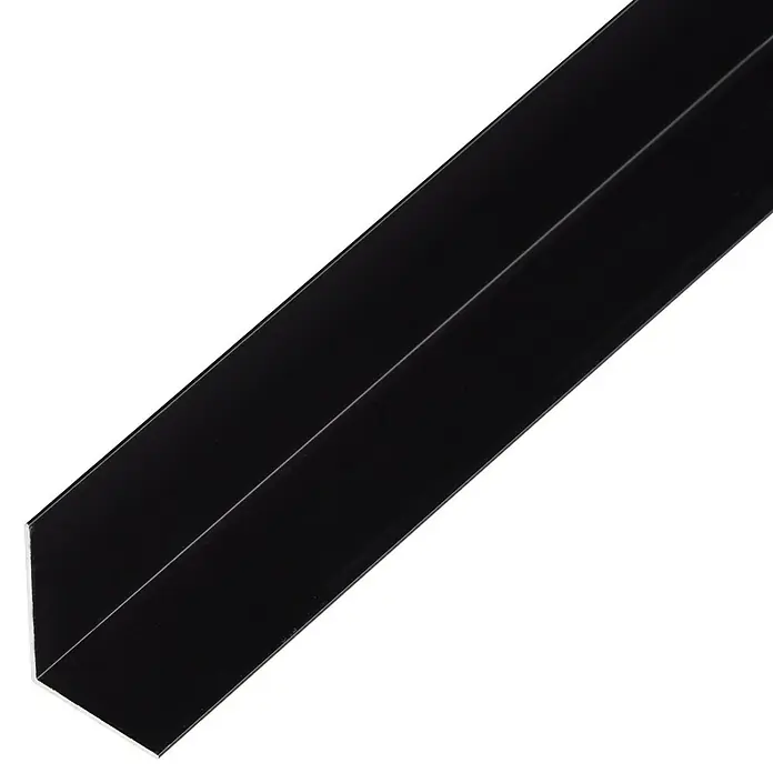 Alberts Perfil angular - 2.000 x 30 x 30 mm, Espesor: 1 mm, Negro - Perfil angular de plástico negro, ideal para proteger bordes y esquinas. Versátil para diversas aplicaciones.