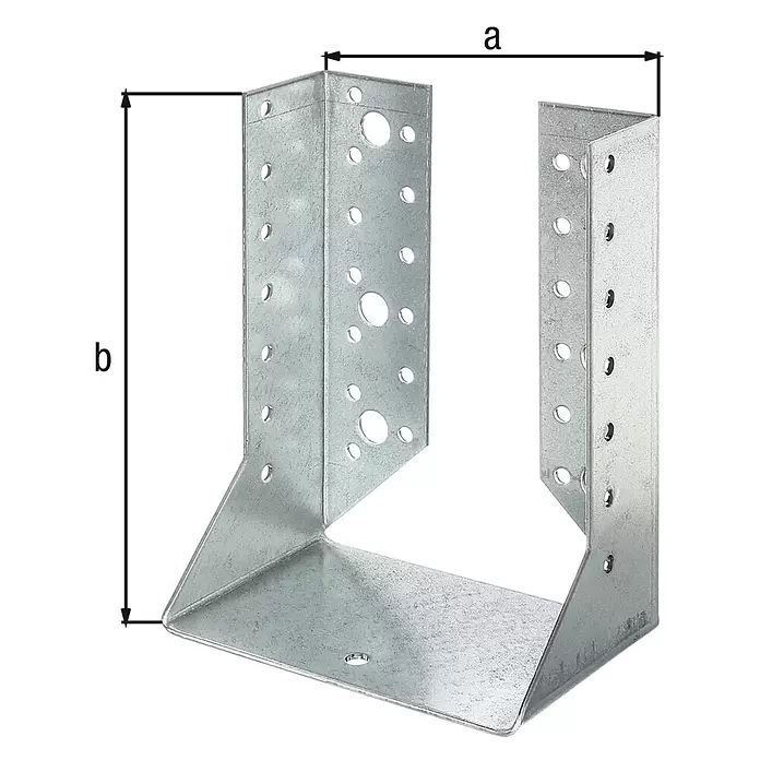 Alberts Soporte para vigas - An x Al: 120 x 160 mm, Acero, Zincado - Soporte en U de acero galvanizado con perforaciones para fijar vigas o postes de madera.