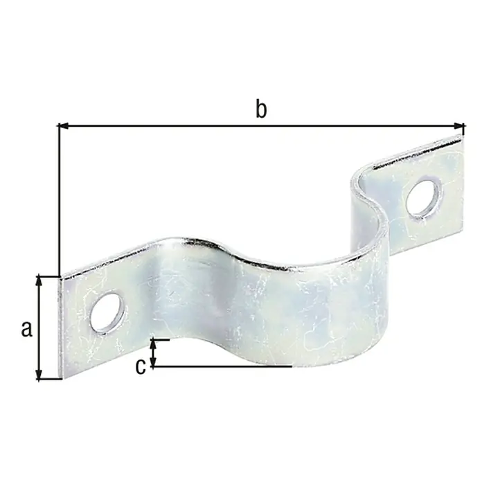 Alberts Abrazadera para tubo - Acero, Zincado, Específico para: Tubos de 19 mm - Abrazadera metálica en U con dimensiones a, b y c para diversas aplicaciones, incluyendo la fijación.