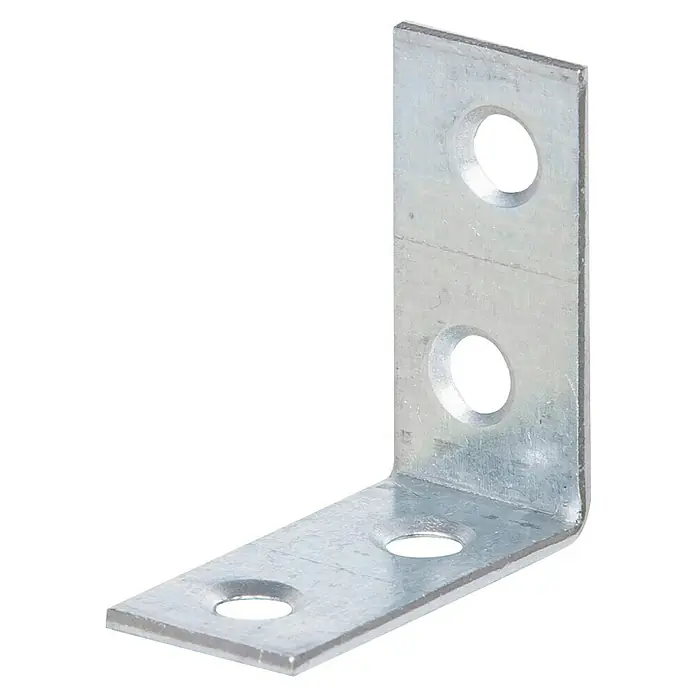 Alberts Escuadra de silla - L x An: 30 x 30 mm, Acero, Zincado, Espesor: 14 mm - Una escuadra de ángulo recto galvanizada con dos agujeros en cada lado para tornillos.