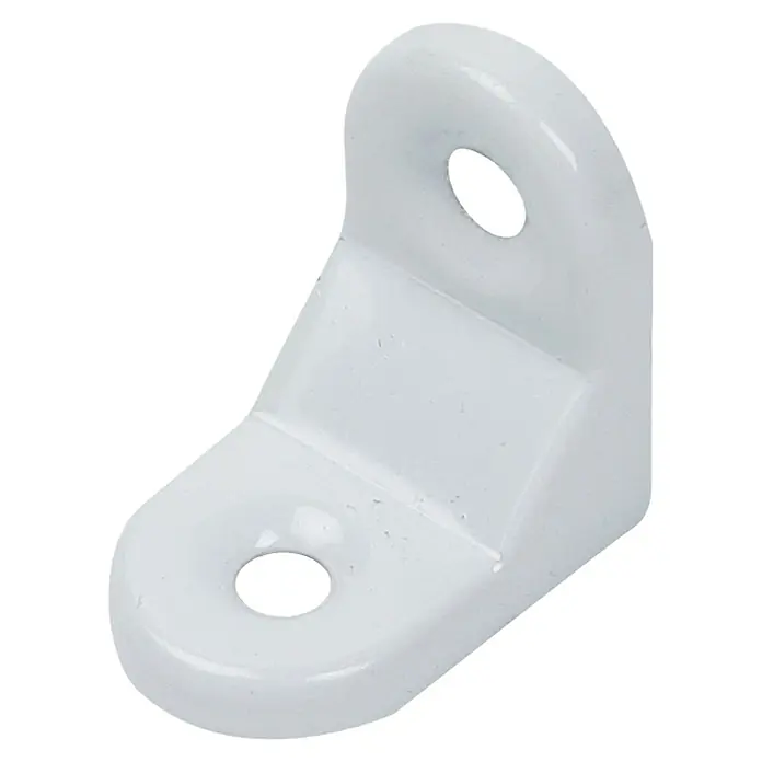 Alberts Escuadra de silla reforzada - L x An x Al: 30 x 30 x 20 mm - Ángulo de plástico blanco. Ideal para estantes o muebles. Construcción duradera y estable con orificios de montaje prácticos.