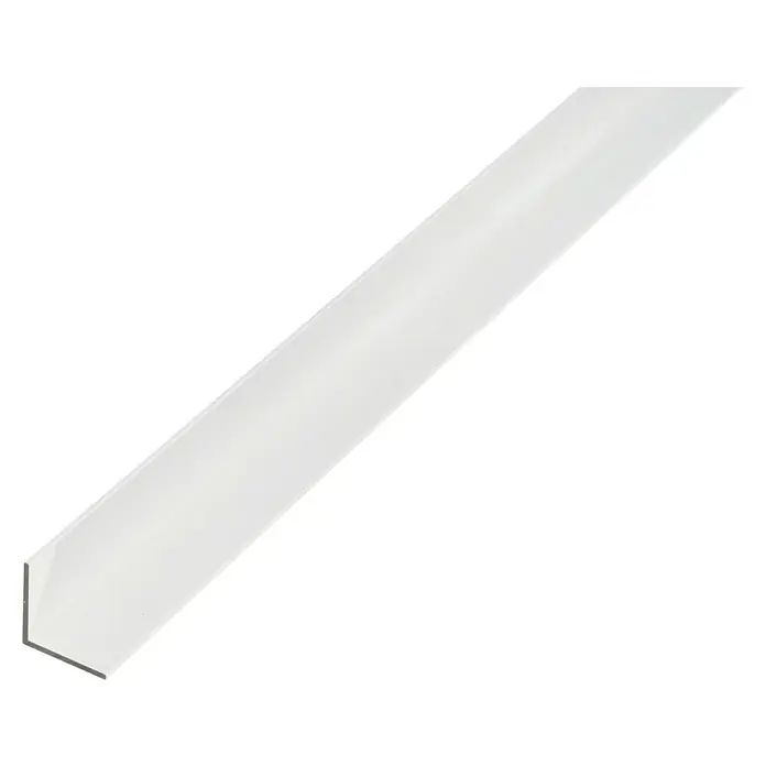 Alberts Perfil angular - 1.000 x 20 x 20 mm, Espesor: 1 mm, Anodizado - Perfil angular de PVC blanco, ideal para proteger y revestir esquinas en espacios interiores. Muy resistente y fácil de limpiar.