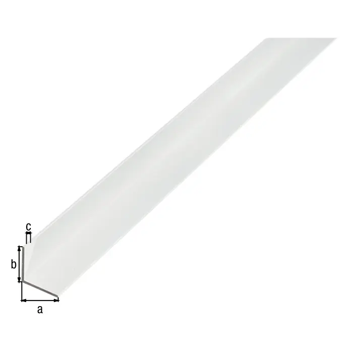 Alberts Perfil angular - 1.000 x 20 x 20 mm, Espesor: 1 mm, Anodizado - Perfil angular de plástico con dimensiones a, b y c, adecuado para diversas aplicaciones en la construcción o fabricación de muebles.