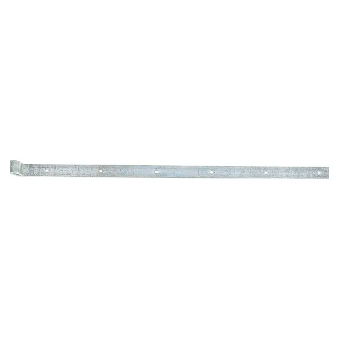 Alberts Bisagra recta - L x An: 800 x 35 mm, Espesor: 5 mm, Plateado, Zincado - Perfil metálico: Un perfil metálico alargado de color plata con una esquina en forma de L, ideal para construcciones y marcos.