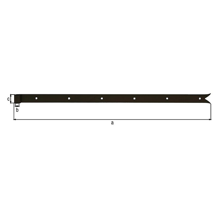 Alberts Bisagra con cola de pez (Largo: 800 mm, Negro, 6 agujeros) | BAUHAUS