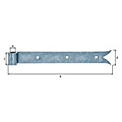 Alberts Bisagra con cola de pez (Largo: 300 mm, Plateado, 3 agujeros) | BAUHAUS