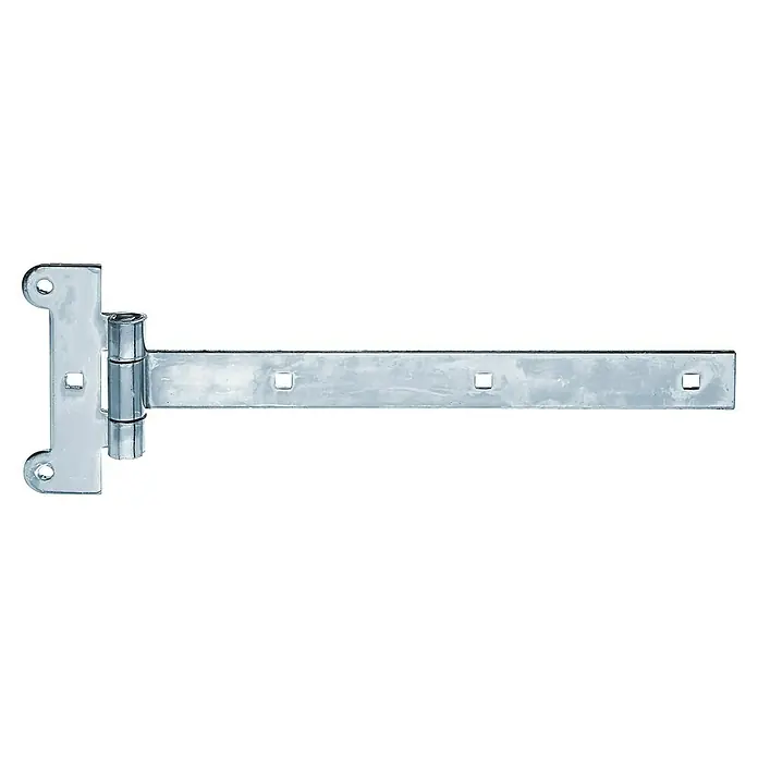 Alberts Bisagra en T inglesa - L x An: 291 x 115 mm, Acero, Plateado - Una bisagra en T de metal, apta para aplicaciones robustas como puertas y portones. Es brillante y muy estable, muy duradera.