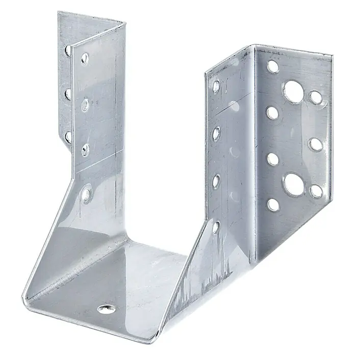 Alberts Soporte para vigas - An x Al: 60 x 100 mm, Acero inoxidable, Otros - Un conector de viga galvanizado plateado para estructuras de madera, con numerosos orificios para una fijación segura con tornillos y clavos.
