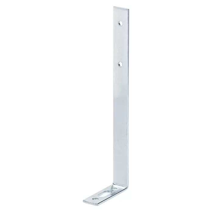 Alberts Escuadra para cortinas - L x An: 180 x 55 mm, Plateado - Escuadra metálica en forma de L plateada con múltiples orificios de montaje, diseñada para soporte o refuerzo de esquina.