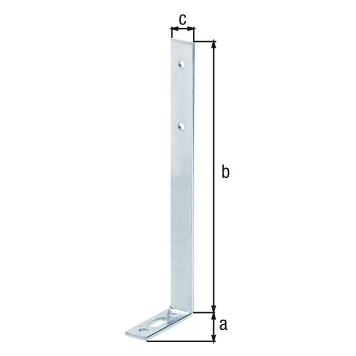 Alberts Escuadra para cortinas - L x An: 180 x 55 mm, Plateado - Escuadra metálica en L galvanizada con orificios y dimensiones marcadas.
