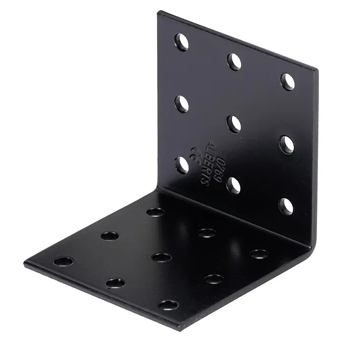 Stabilit Lochplattenwinkel - L x B x H: 60 x 60 x 60 mm, Beschichtet, Stärke: 2,5 mm - Schwarzer Winkelverbinder mit Löchern zur Befestigung. Ideal für Holzkonstruktionen und Möbelbau.